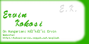 ervin kokosi business card